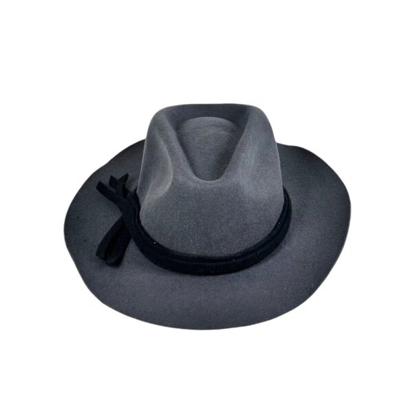 NWT Magid Wool Felt Wide Brim Fedora Hat Gray Western Cowgirl Rodeo Boho Panama main image 4